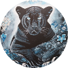 Schwarzer Panther mit Blumen