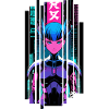 Kvinde geometrisk ninja cyborg symbol