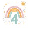 4th Birthday Shirt Rainbow Cloud