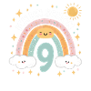9th Birthday Shirt Rainbow Cloud
