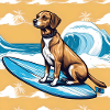 Dog on a surfboard