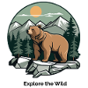 Bear in Mountain Landscape Logo