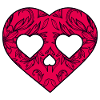 Floral Red Skull Heart