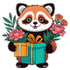 Roter Panda mit Geschenken