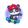 Kleiner Panda auf Skateboard