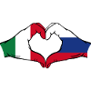Italy Russia hands heart shape