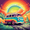 Rainbow Bus Retro Trip