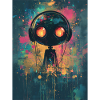 Abstract robot with headphones