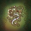 Curved steampunk piano keyboard.