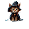 Cute Witch Kitten - Magical Halloween