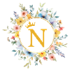 N Monogram, Flower Circle, Personalizable