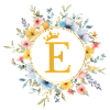 E Monogram, Flower Circle, Personalizable