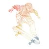 Skateboarder Line Art Retro