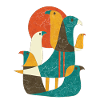 retro birds artist