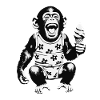 Laughing monkey with ice cream