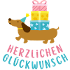 Birthday greeting with dachshund motif