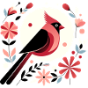 Cardinal and flowers