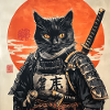 Chat Samouraï Japon Ukiyo-E