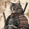 Cat Samurai Japan Ukiyo-E