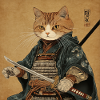Cat Samurai Japan Ukiyo-E