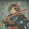 Cat Samurai Japan Ukiyo-E