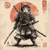 Cat Samurai Japan Ukiyo-E