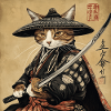 Cat Samurai Japan Ukiyo-E