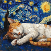 Cat Van Gogh Starry Night