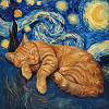 Cat Van Gogh Starry Night