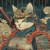 Cat Samurai Japan Ukiyo-E