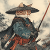 Cat Samurai Japan Ukiyo-E