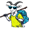 Mountain goat with backpack