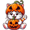 Cute Halloween Cat Pumpkin Cartoon