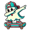 Skateboarding Dab Ghost Funny Halloween