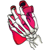 Heart in skeleton hand