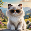 Ragdoll Katze mit Sonnenbrille