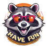 Playful raccoon with sunglasses