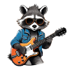 Stylish raccoon with electric guitar