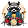 Stylish raccoon with drums