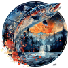 springender Fisch – Anglermotiv – Dynamischer Fang