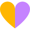 Two-tone heart yellow-lilac
