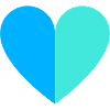 Two-tone heart blue-turquoise