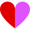 Two-tone heart dark red-pink