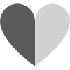 Two-tone heart dark grey-light grey