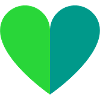 Two-tone heart green-petrol