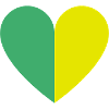 Two-tone heart green-yellow