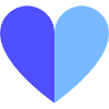 Two-tone heart blue-light blue