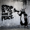 Echoes of Rebellion: Rat Stencil Tee. STOP war
