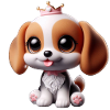 Playful dog motif with crown