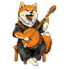 Akita Dog Bluegrass Banjo Player